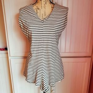 RVCA Black & White Striped Romper Size S